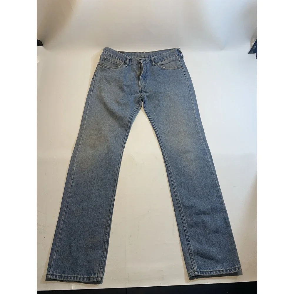 Levis 505 Jeans W34 L33 Mens Light Blue Regular Straight Fit Vintage Denim